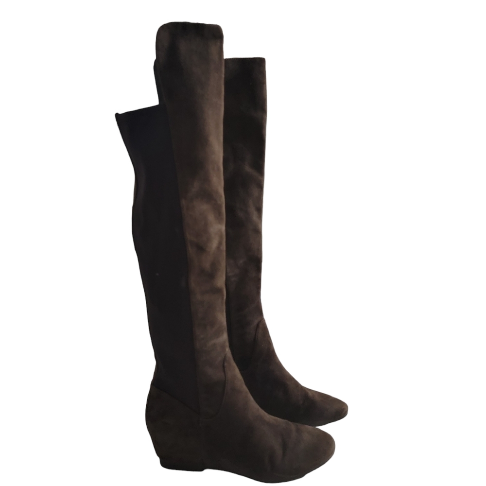 Nine‎ West size 9.5. Brown suede over the knee boots flat heel round toe